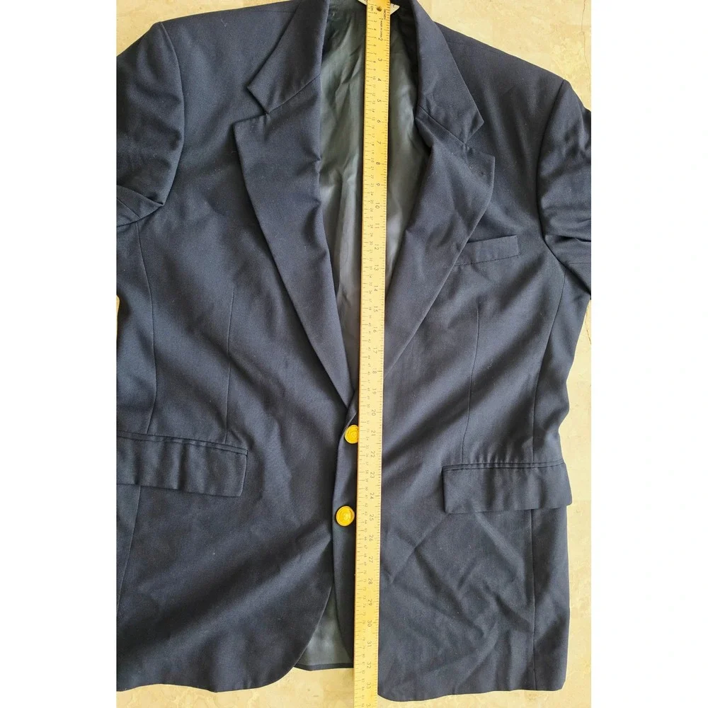 Polo University Club Ralph Lauren Navy Blazer Gold Crest Buttons USA Made 46R